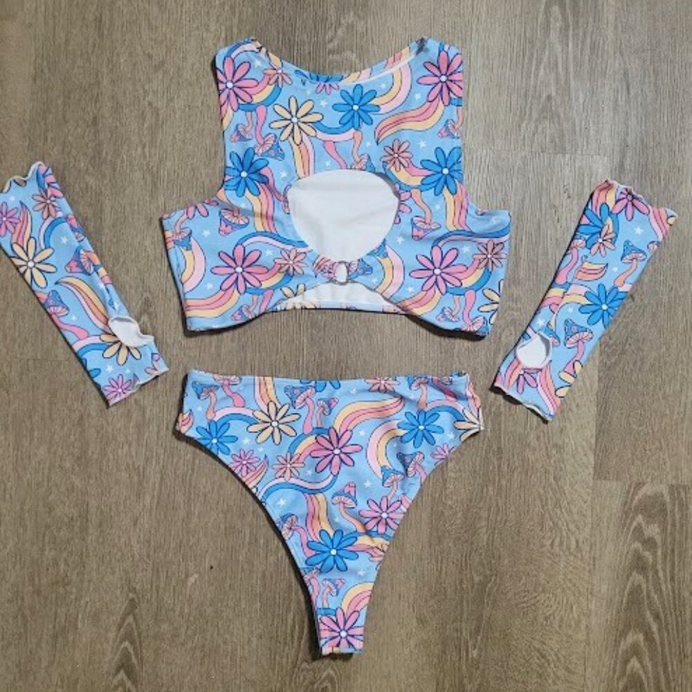 FRW Funkadelic Teaser Top + Thong Bottoms Set - EUC